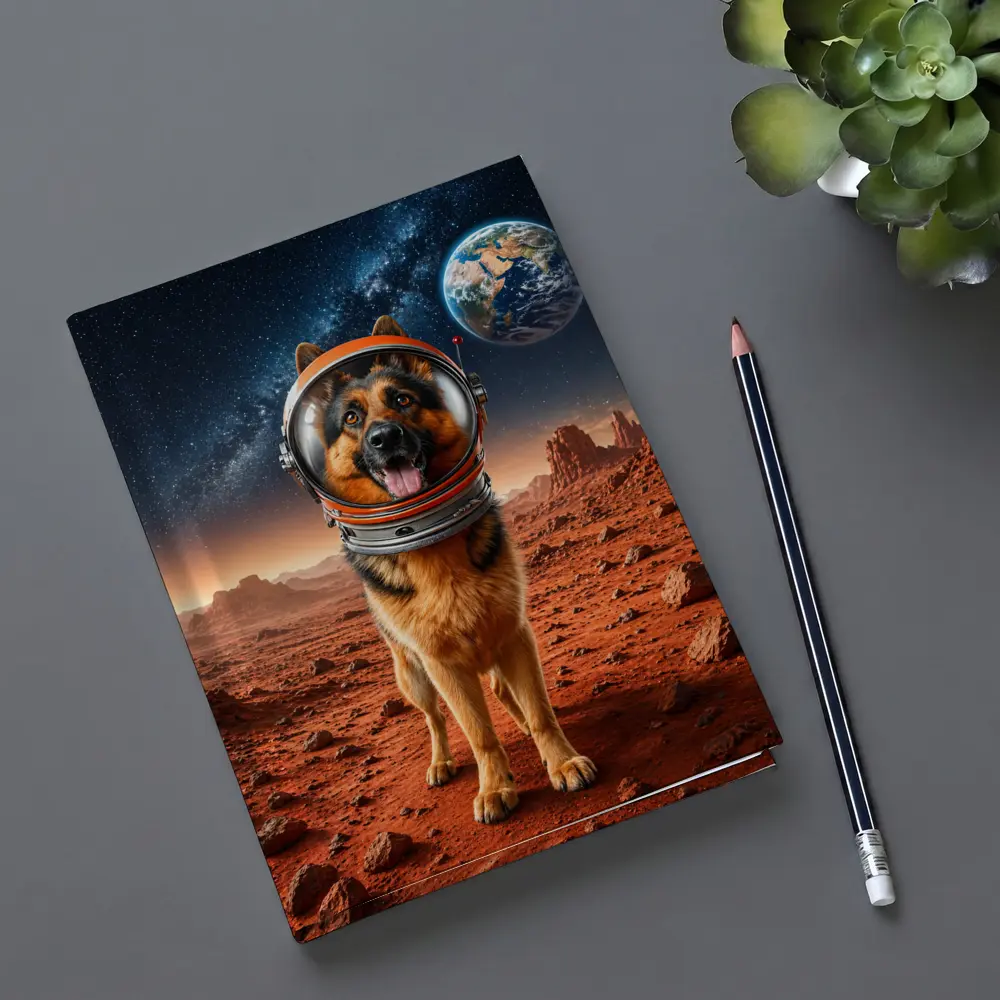 German Shepherd Astronaut On Mars Space – Notebooks