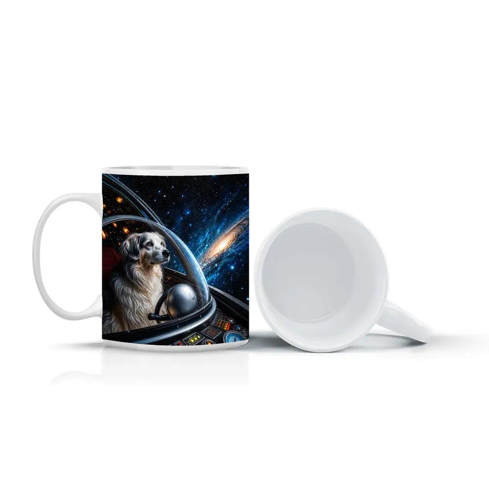 Dog Astronaut Piloting Spaceship Through Galaxy – Mugs