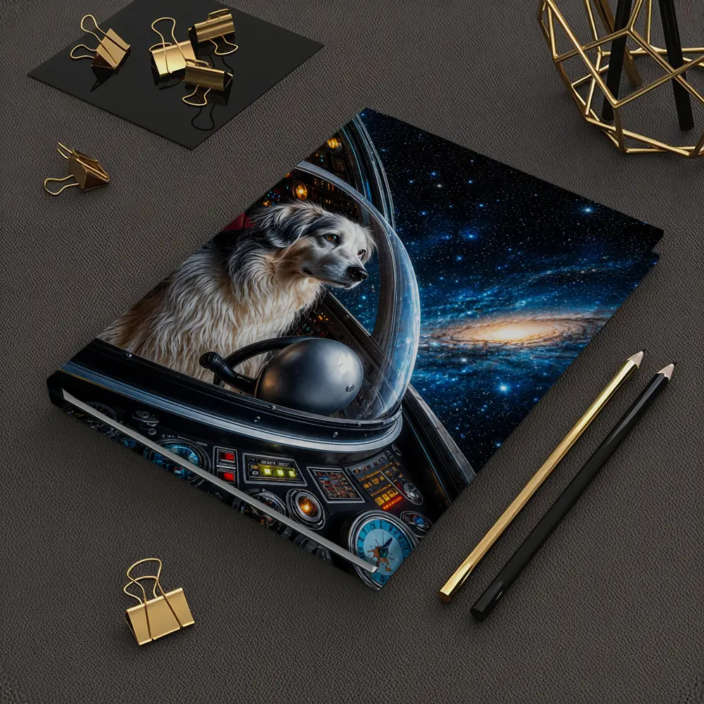Dog Astronaut Piloting Spaceship Through Galaxy – Notebooks
