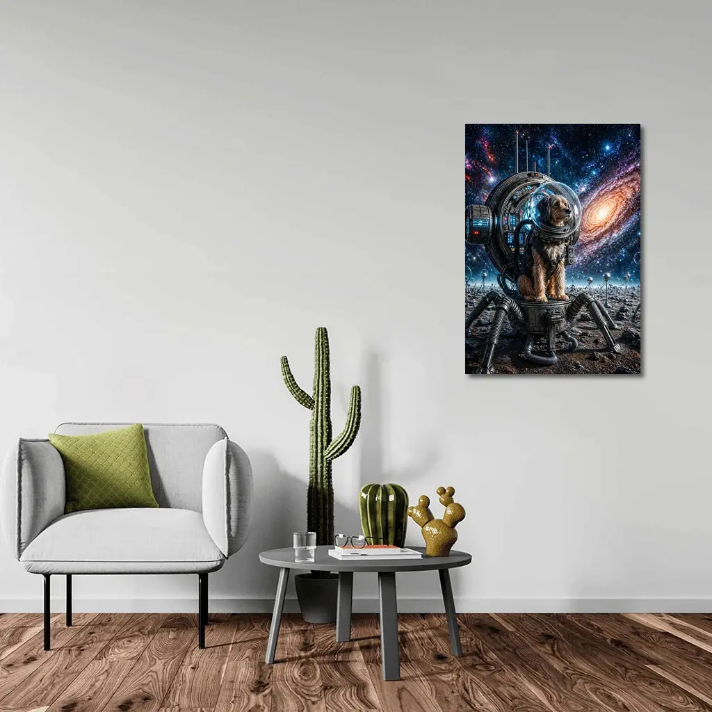 Dog Astronaut Exploring Galaxy Space Scene – Wall Art