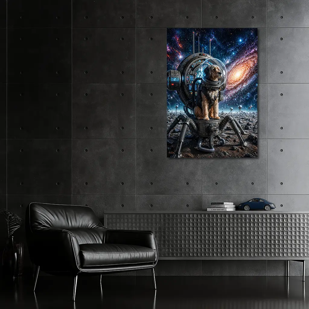 Dog Astronaut Exploring Galaxy Space Scene – Wall Art