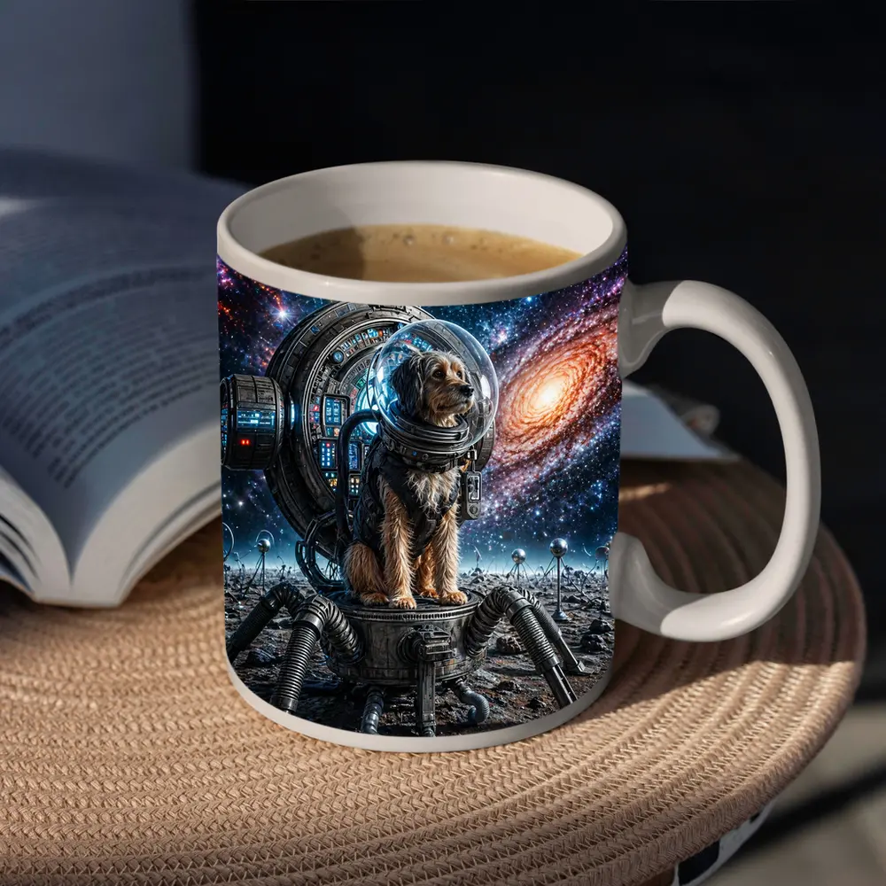 Dog Astronaut Exploring Galaxy Space Scene – Mugs