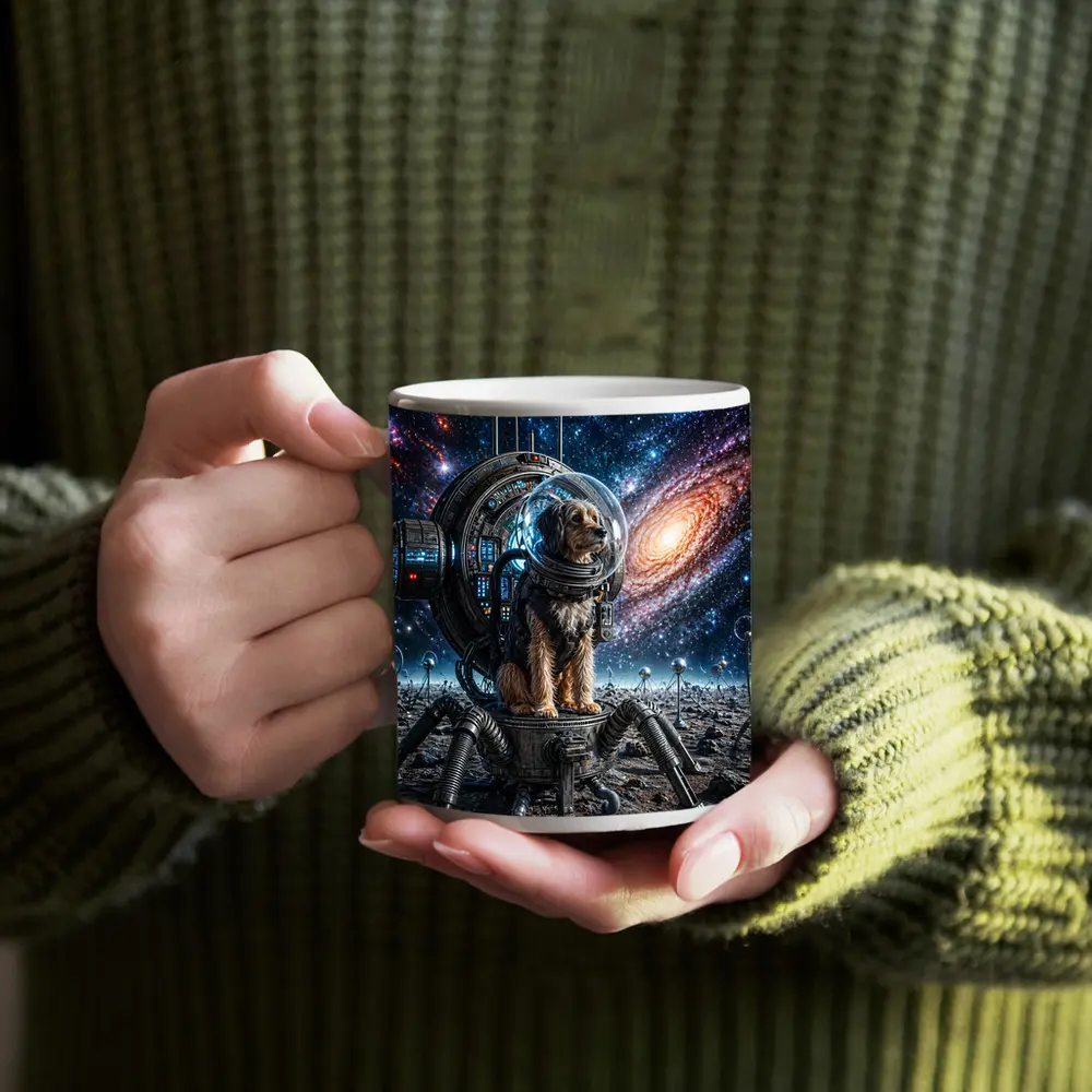 Dog Astronaut Exploring Galaxy Space Scene – Mugs