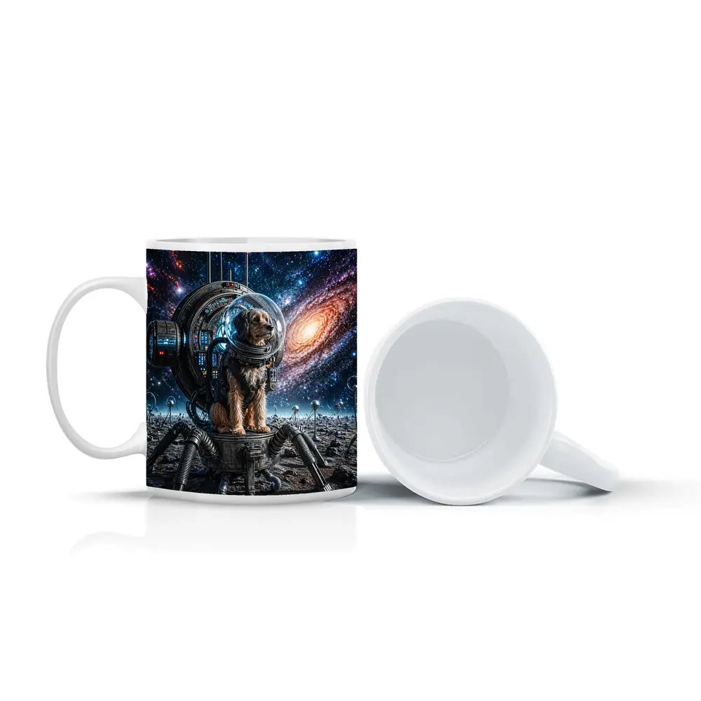 Dog Astronaut Exploring Galaxy Space Scene – Mugs