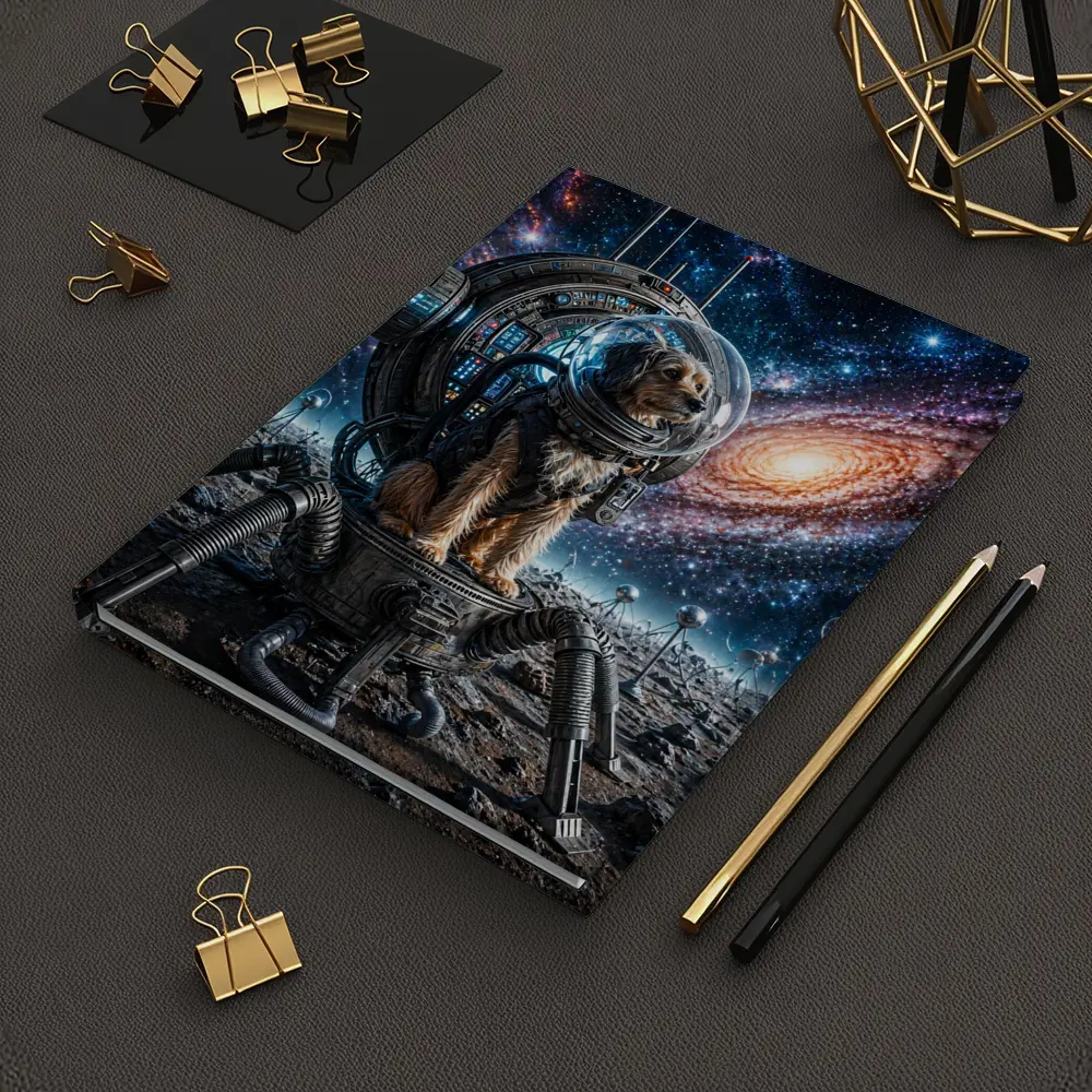 Dog Astronaut Exploring Galaxy Space Scene – Notebooks