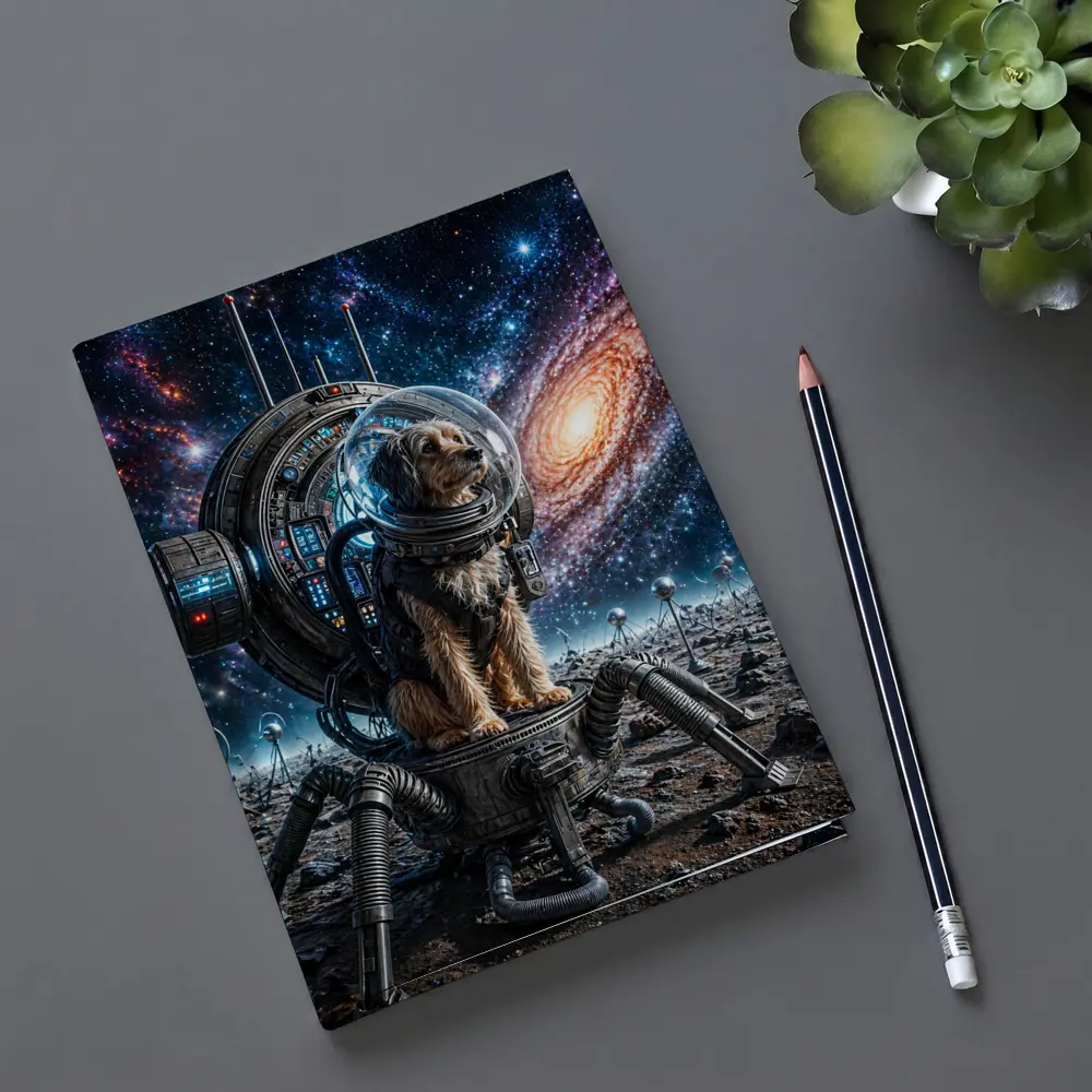 Dog Astronaut Exploring Galaxy Space Scene – Notebooks