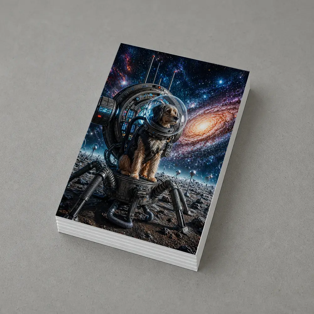 Dog Astronaut Exploring Galaxy Space Scene – Postcards