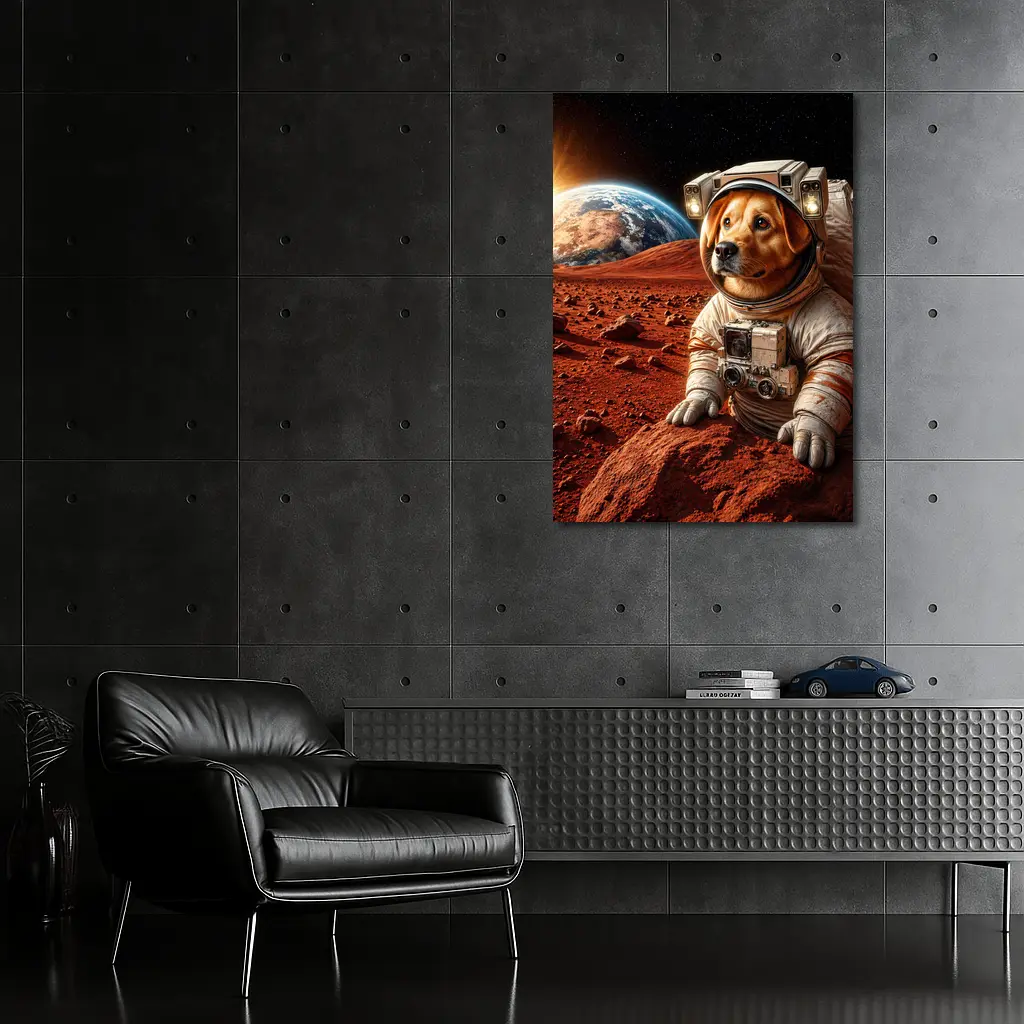 Labrador Astronaut Dog on Mars Surface – Wall Art