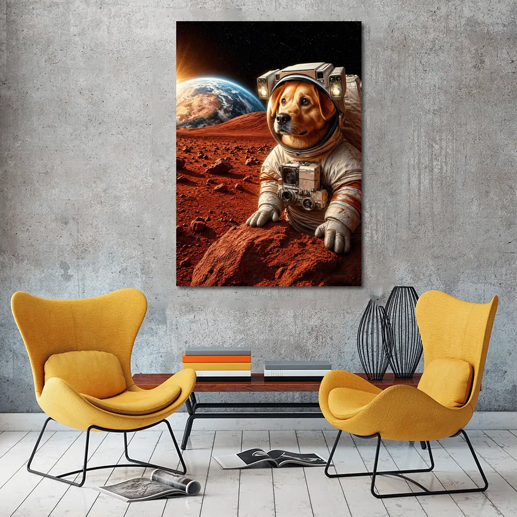 Labrador Astronaut Dog on Mars Surface – Wall Art