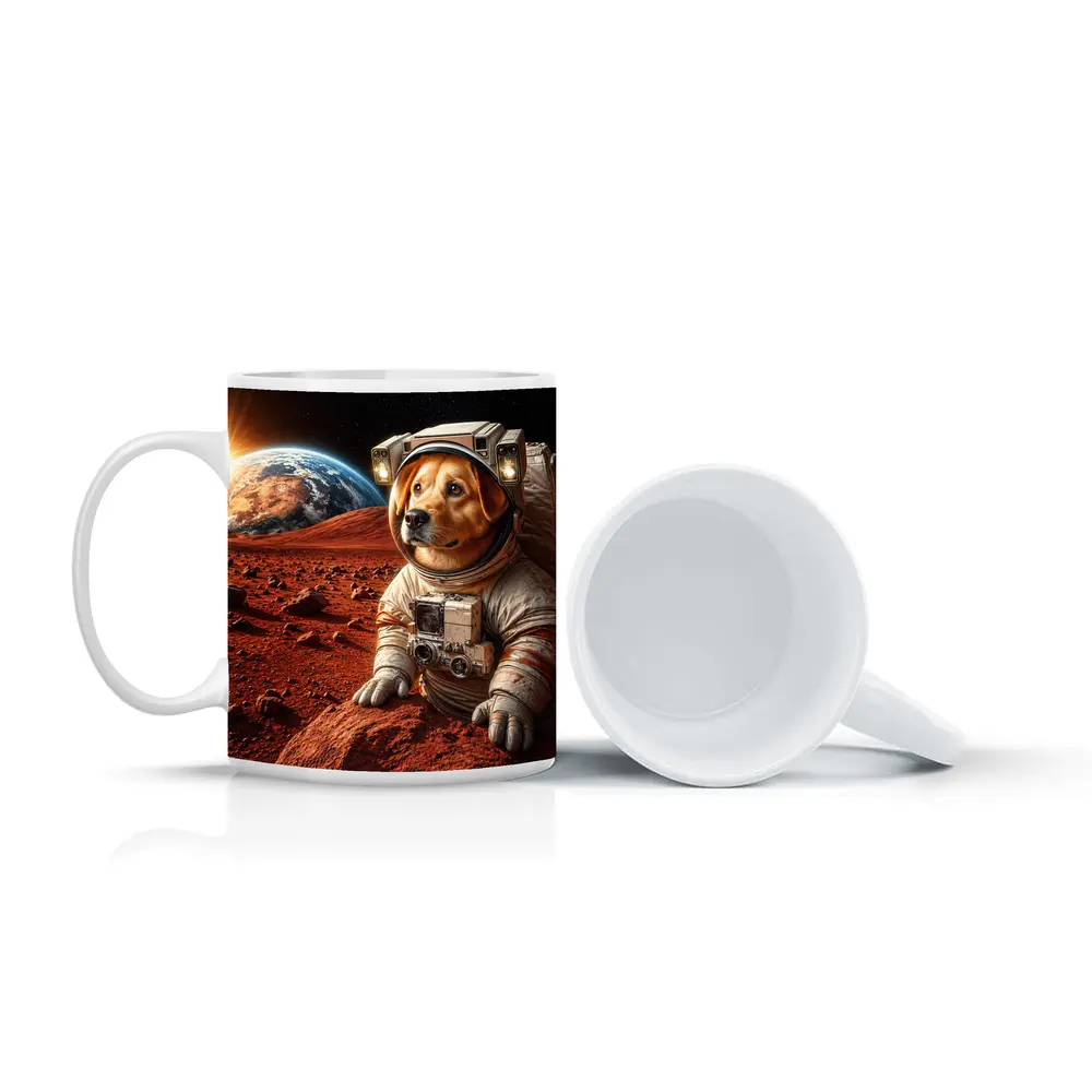 Labrador Astronaut Dog on Mars Surface – Mugs