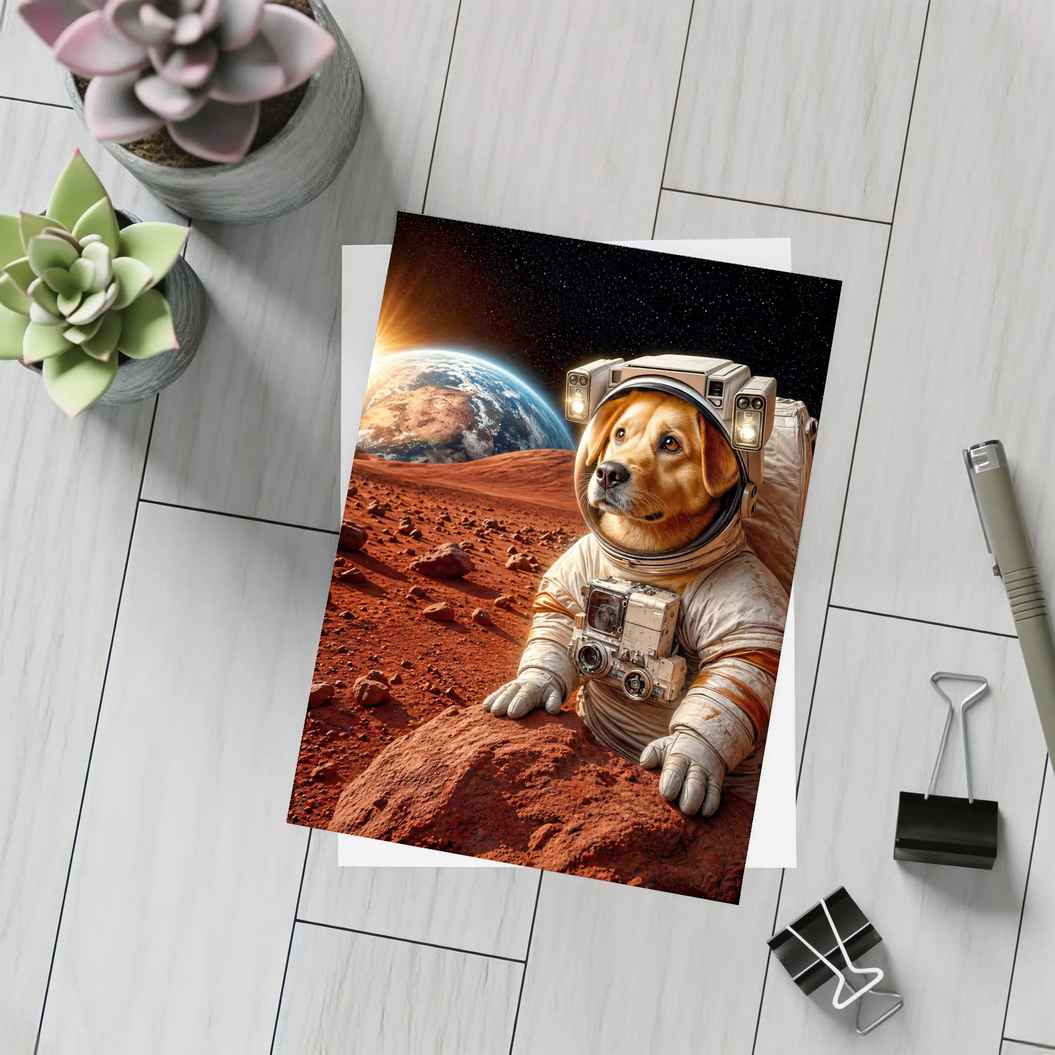 Labrador Astronaut Dog on Mars Surface – Postcards