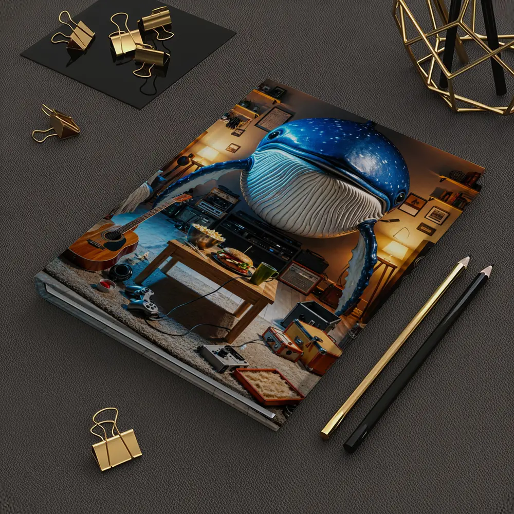 Giant Blue Whale Chilling In Cozy Room – Notebooks
