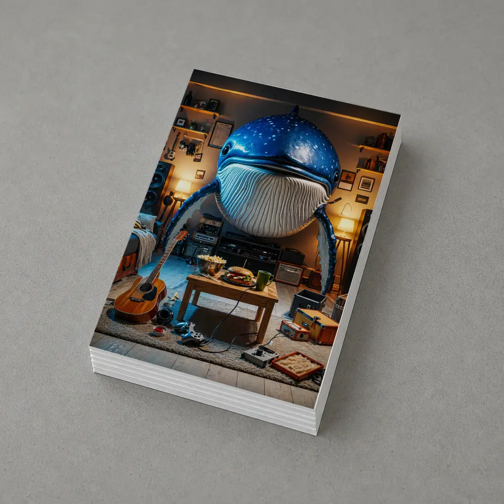Giant Blue Whale Chilling In Cozy Room – Postcards
