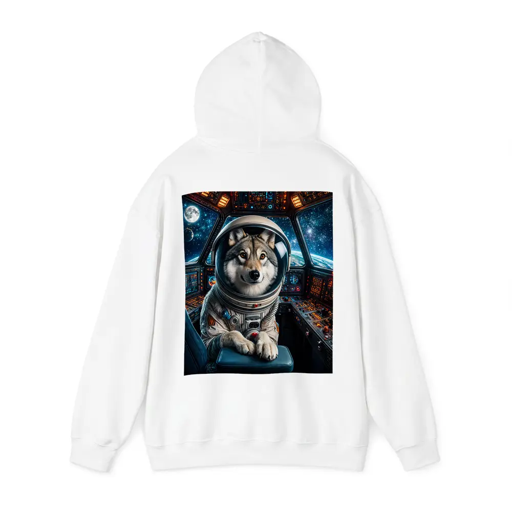 Wolf Astronaut Piloting Space Station Cockpit – Hoodies