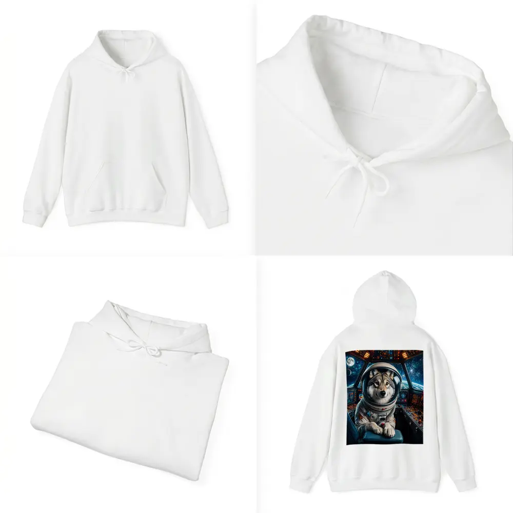 Wolf Astronaut Piloting Space Station Cockpit – Hoodies