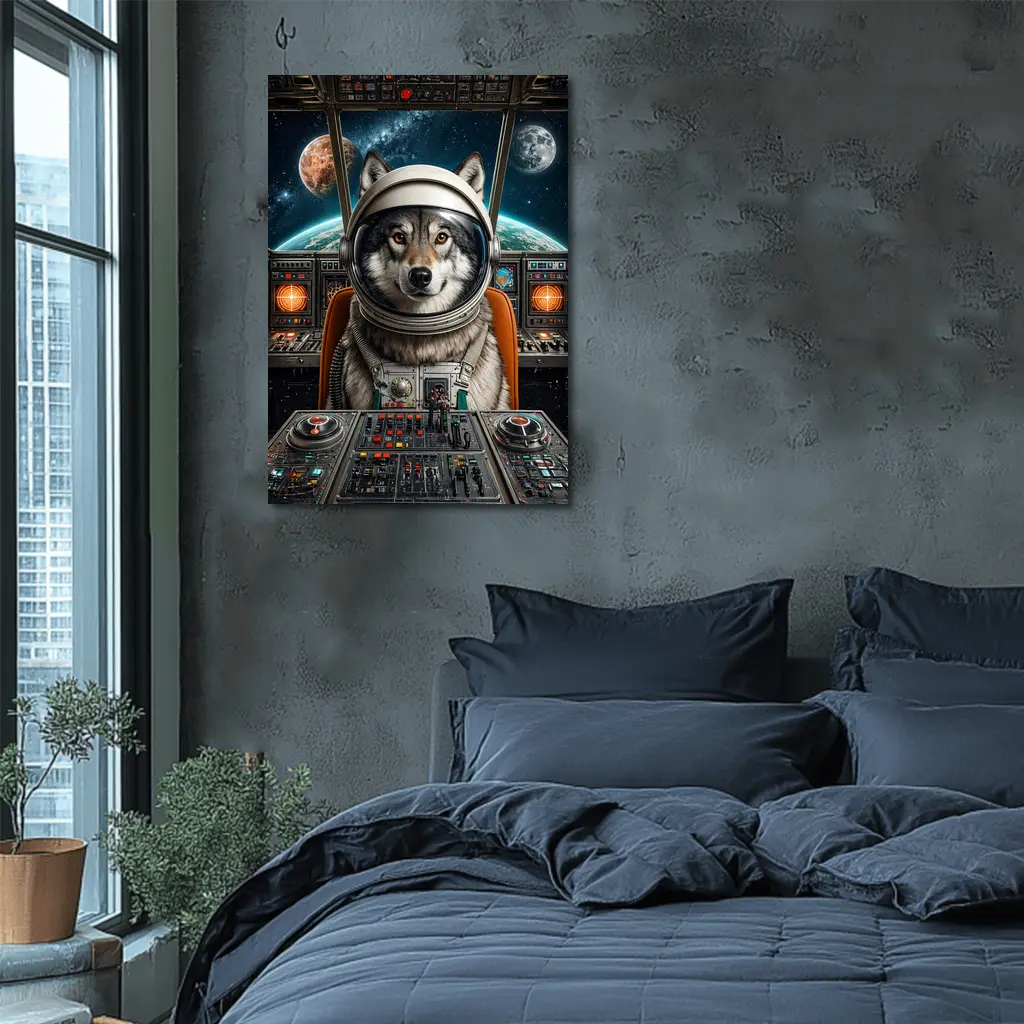 Wolf Astronaut Space Cockpit Cosmic Adventure – Wall Art