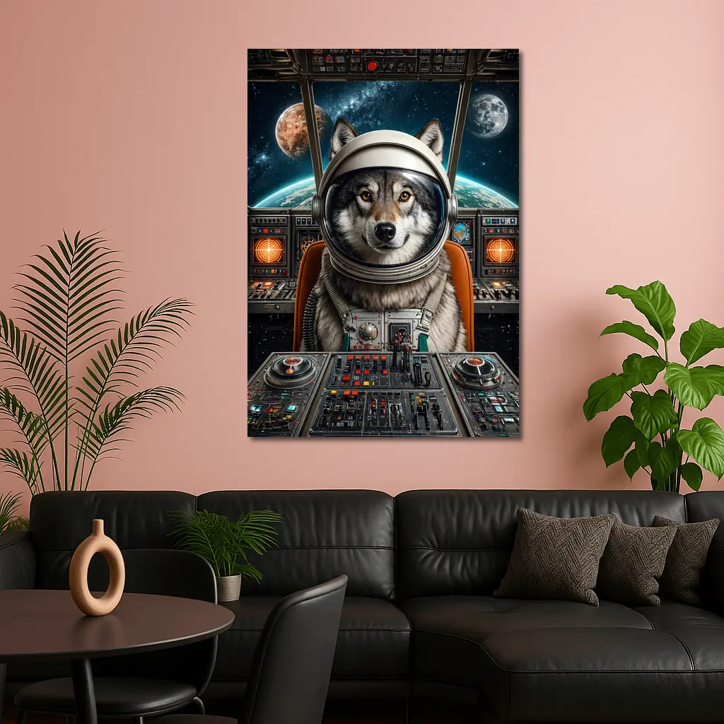 Wolf Astronaut Space Cockpit Cosmic Adventure – Wall Art