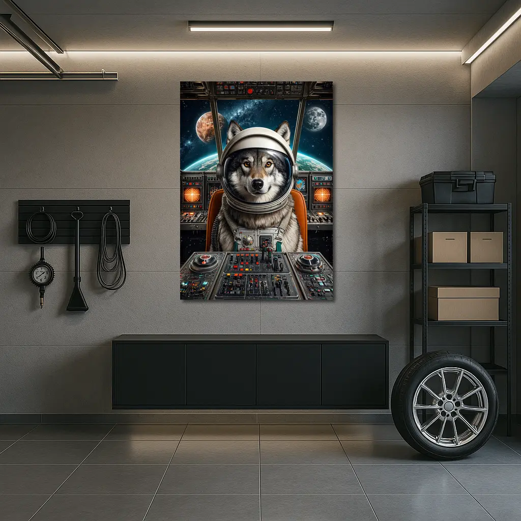 Wolf Astronaut Space Cockpit Cosmic Adventure – Wall Art