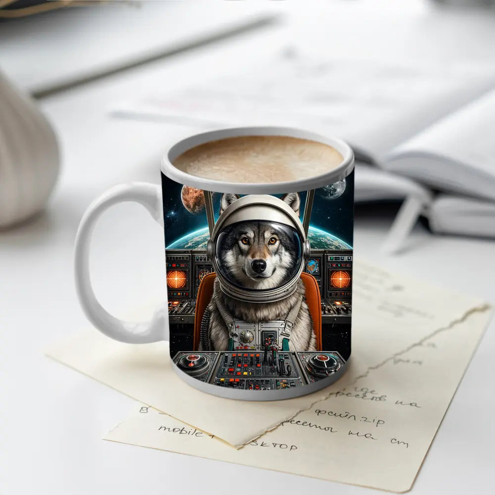 Wolf Astronaut Space Cockpit Cosmic Adventure – Mugs