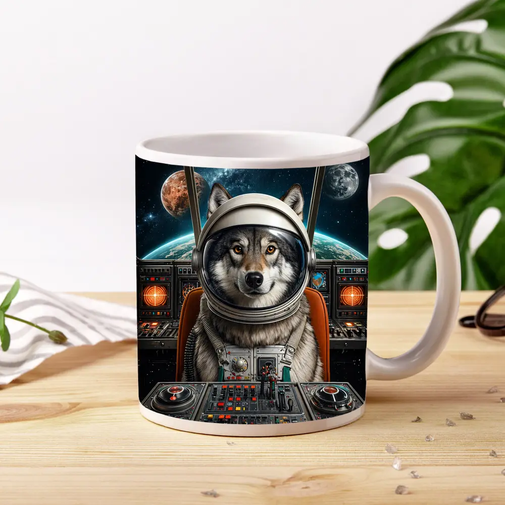 Wolf Astronaut Space Cockpit Cosmic Adventure – Mugs