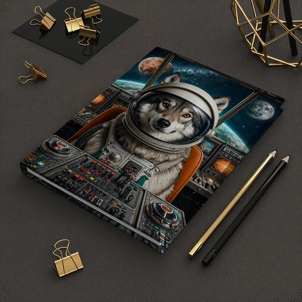 Wolf Astronaut Space Cockpit Cosmic Adventure – Notebooks