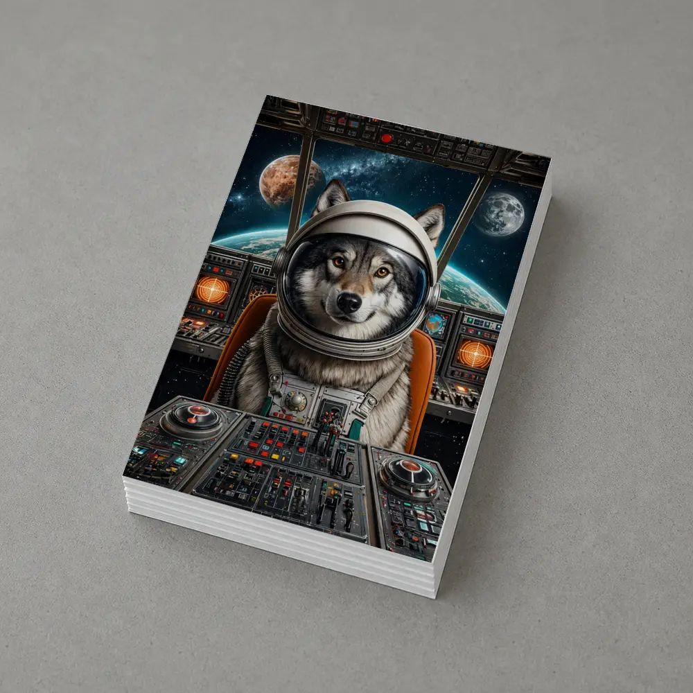 Wolf Astronaut Space Cockpit Cosmic Adventure – Postcards