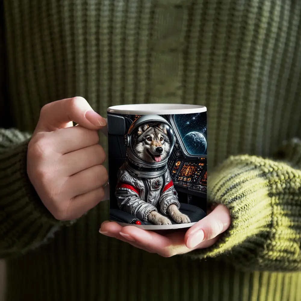 Siberian Husky Astronaut Inside Starship Cockpit – Mugs