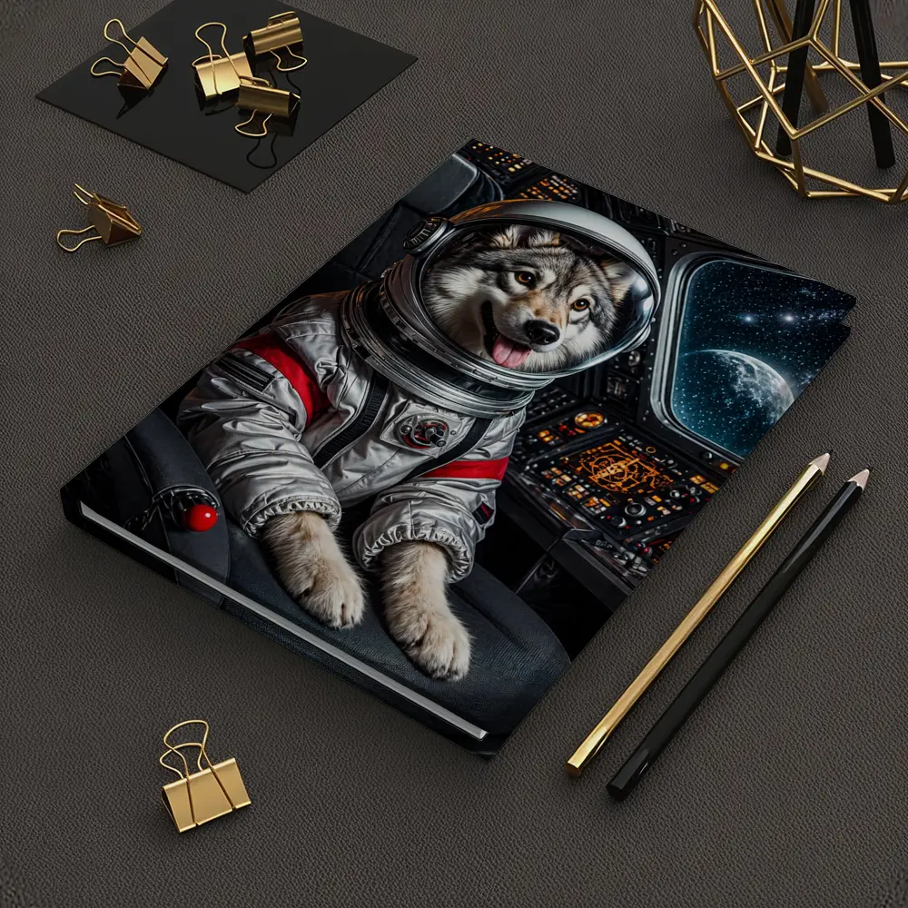 Siberian Husky Astronaut Inside Starship Cockpit – Notebooks