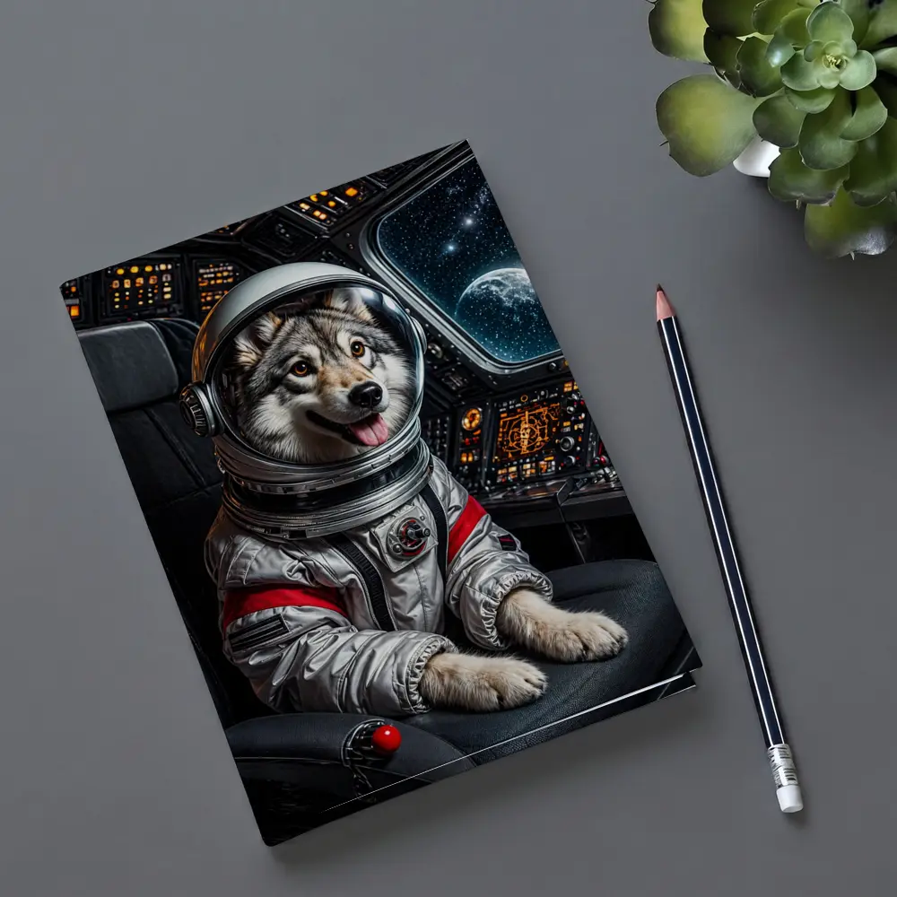 Siberian Husky Astronaut Inside Starship Cockpit – Notebooks