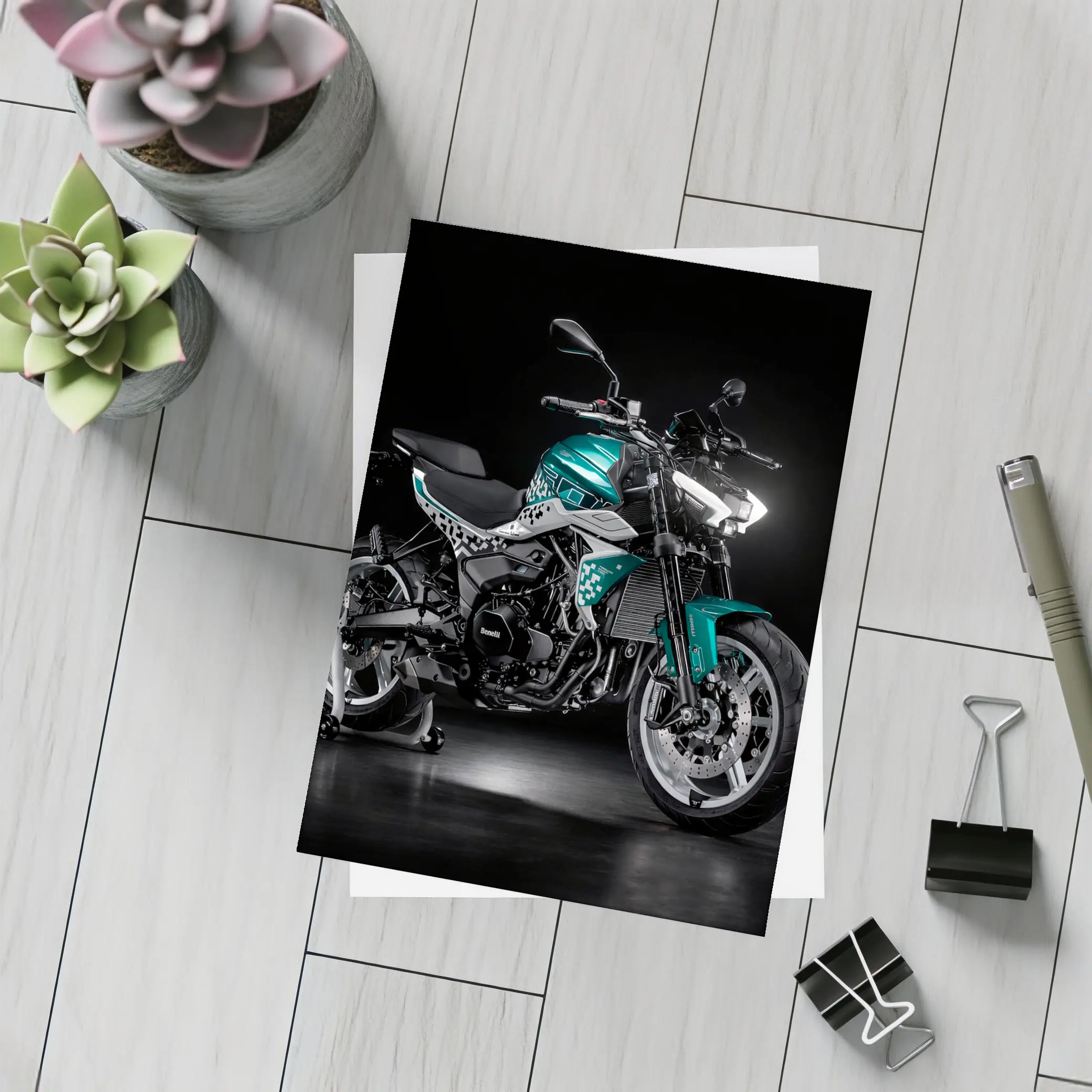 Benelli Naked Bike Teal Dark Studio – Postcards