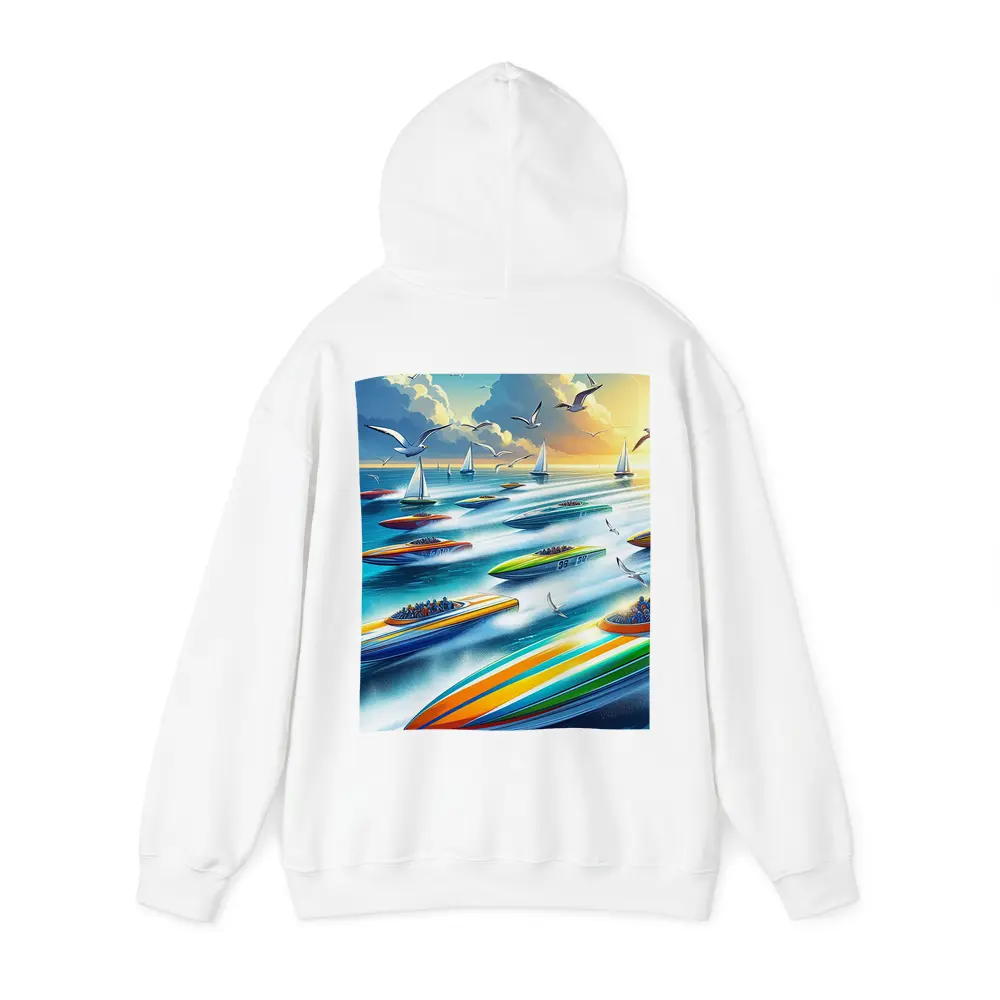 Colorful Speed Boats Racing on Open Ocean – Hoodies