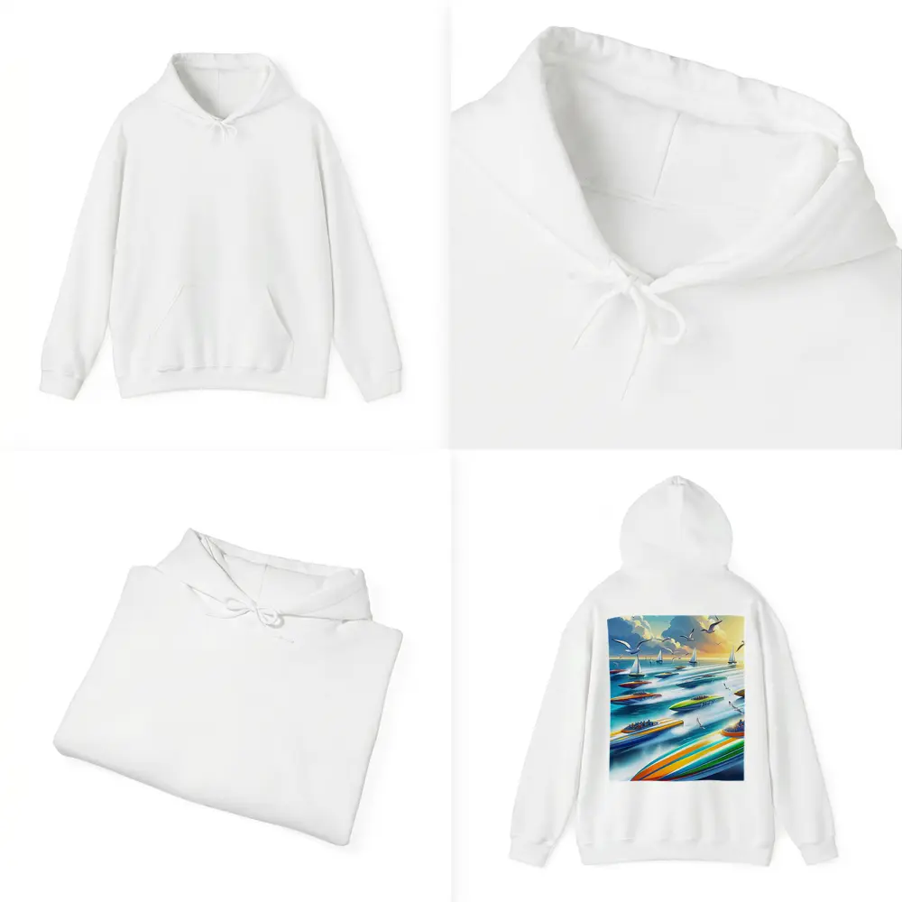 Colorful Speed Boats Racing on Open Ocean – Hoodies