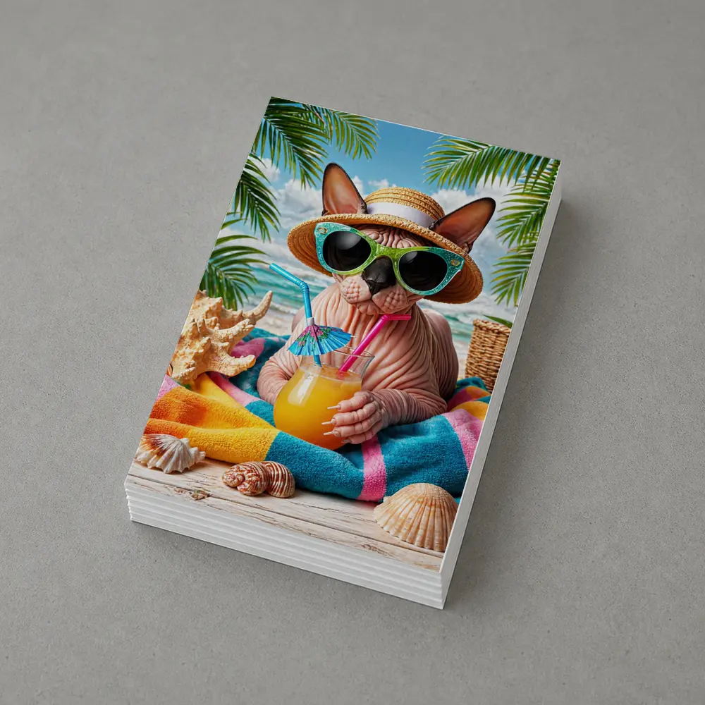Sphynx Cat Relaxing On Tropical Beach – Postcards