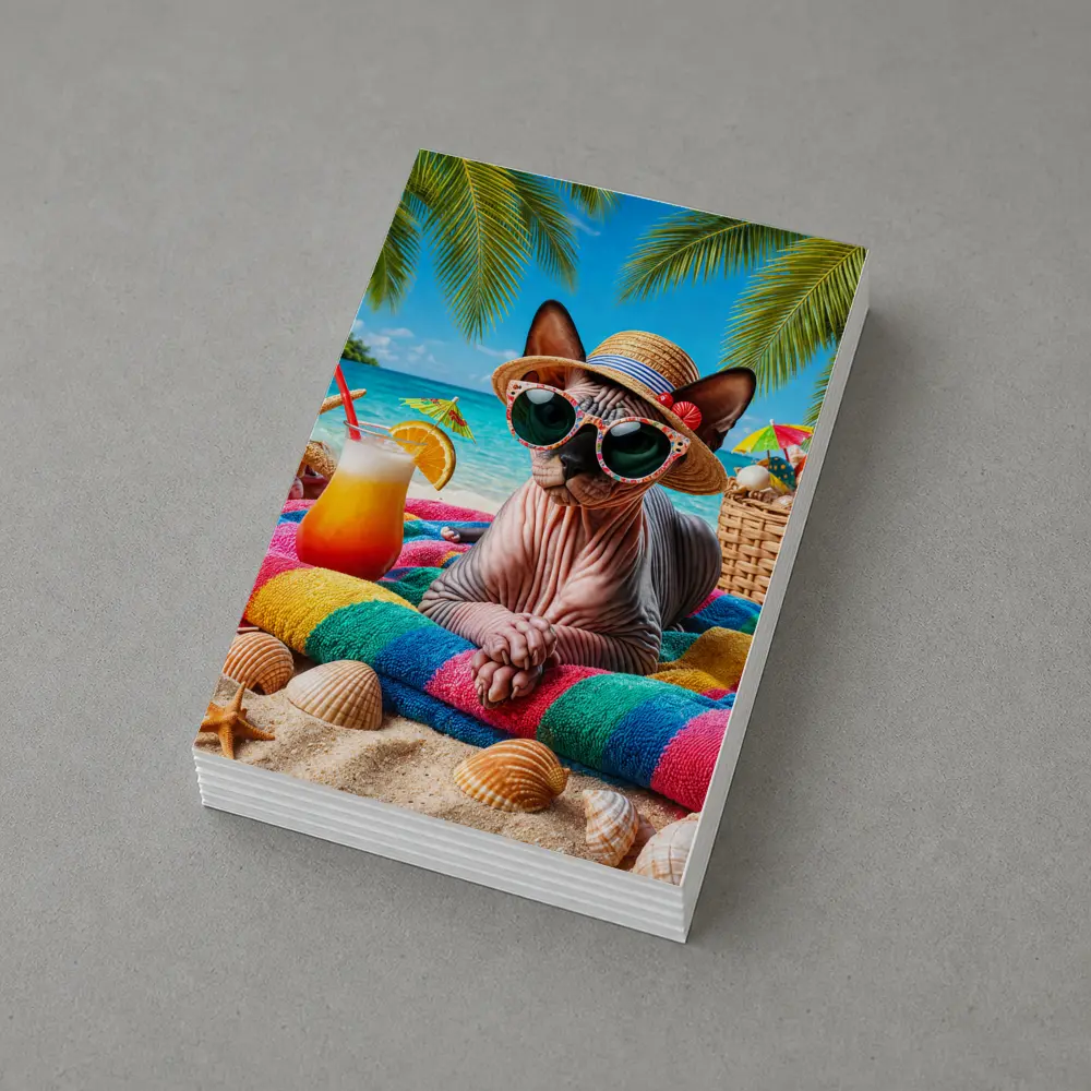 Sphynx Cat Relaxing On Tropical Beach – Postcards