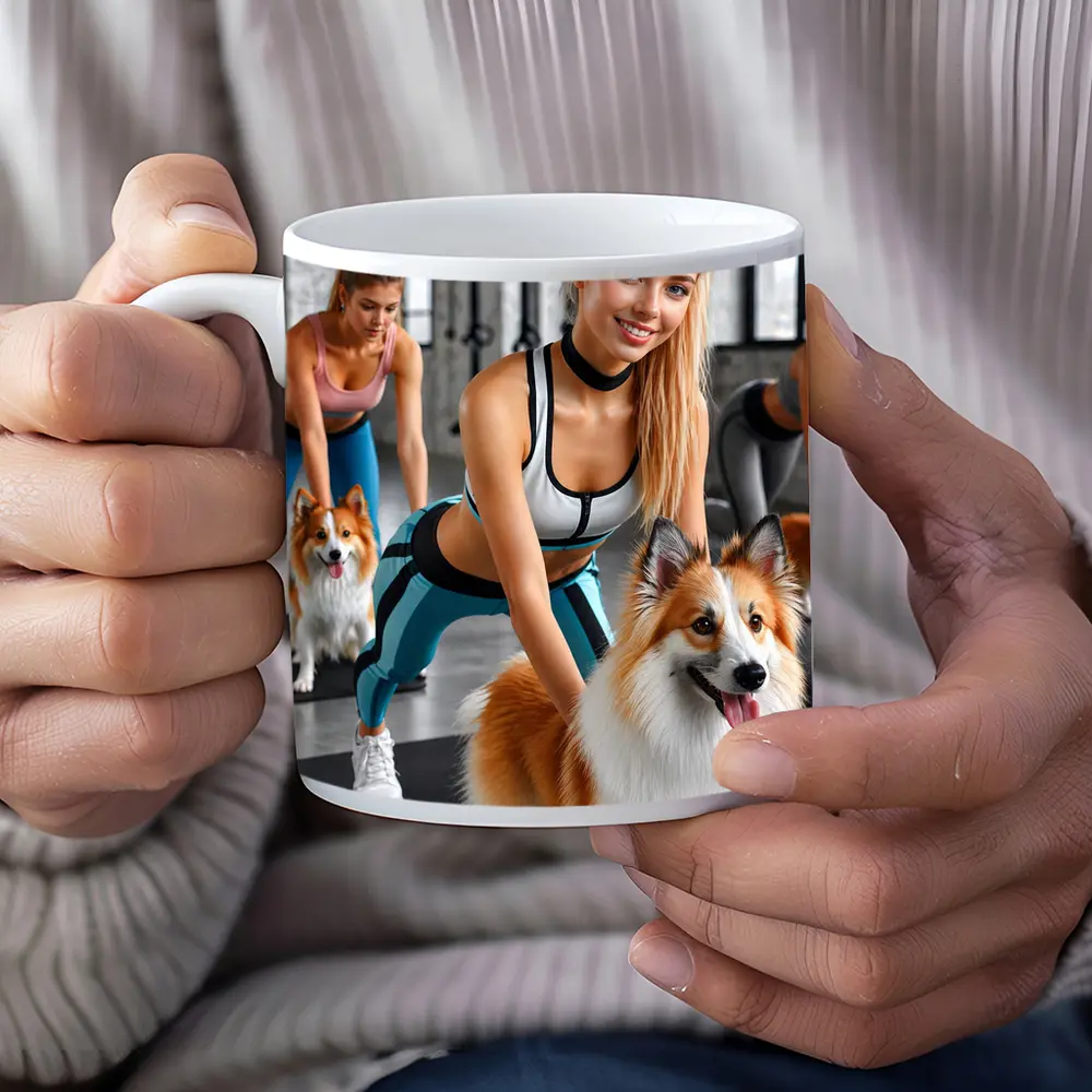 Women Working Out With Shetland Sheepdogs Gym – Mugs