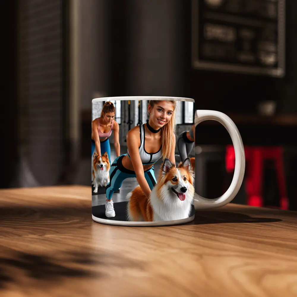 Women Working Out With Shetland Sheepdogs Gym – Mugs