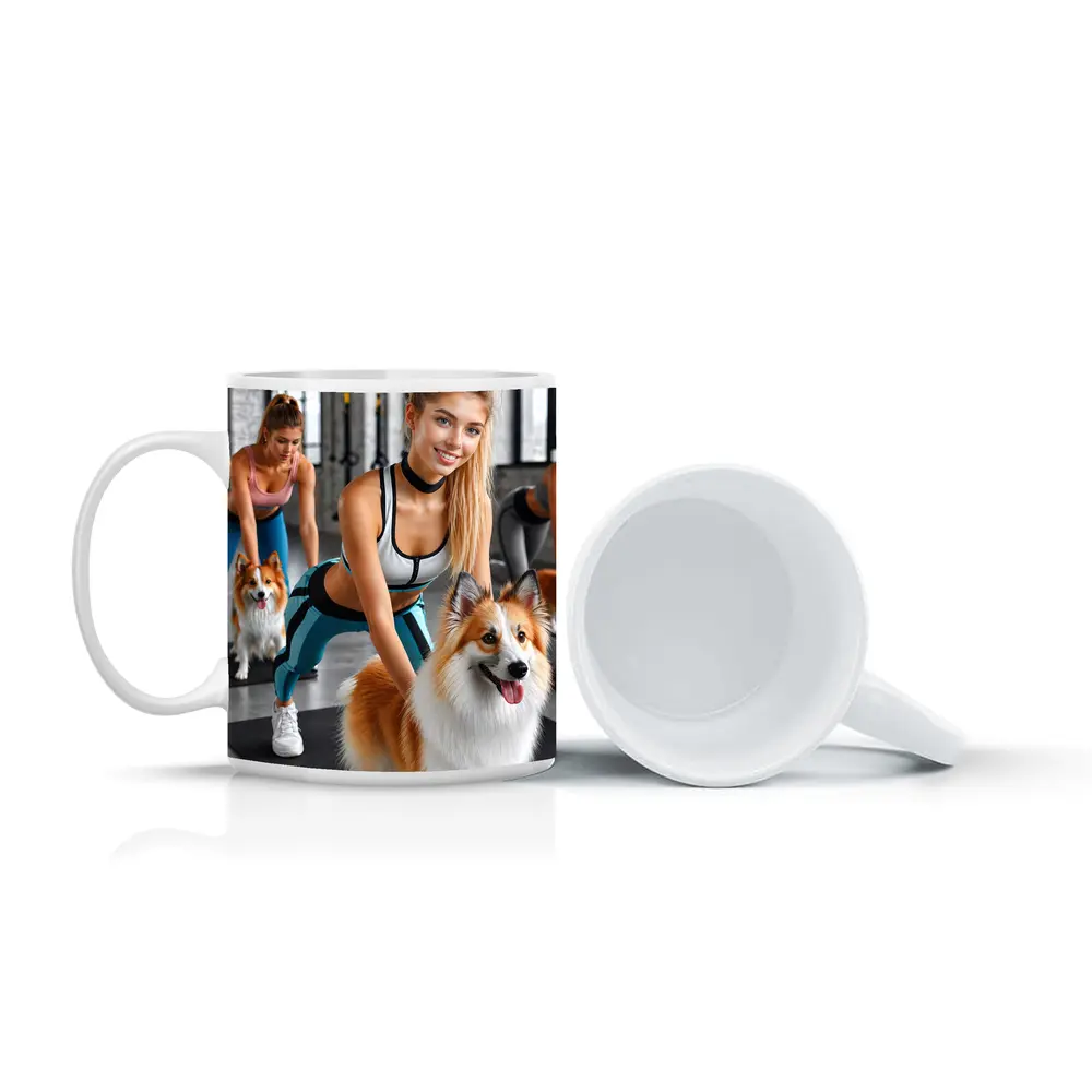Women Working Out With Shetland Sheepdogs Gym – Mugs