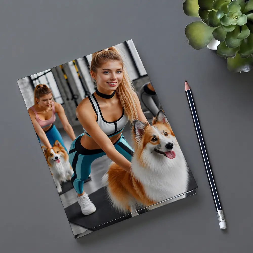 Women Working Out With Shetland Sheepdogs Gym – Notebooks