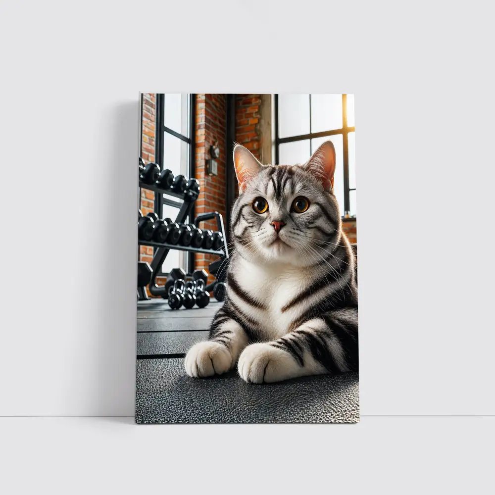 American Shorthair Cat Gym Fitness Setting – Wall Art