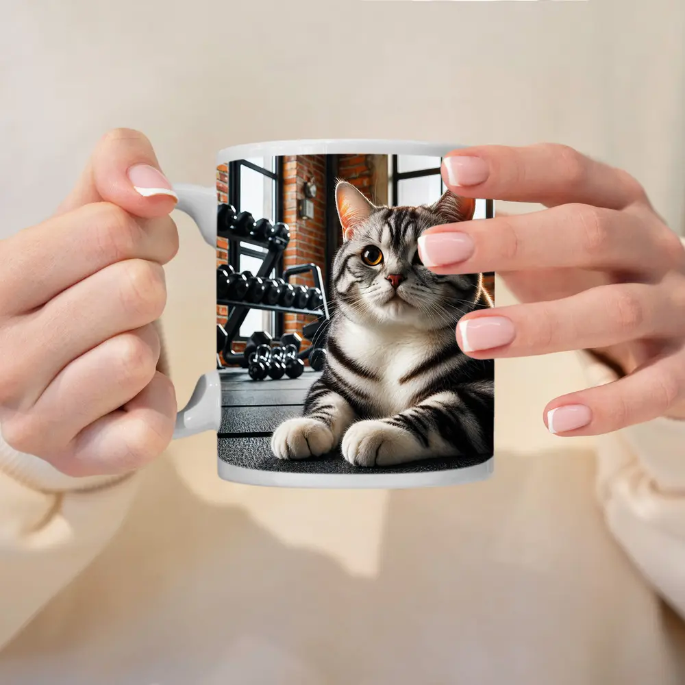 American Shorthair Cat Gym Fitness Setting – Mugs