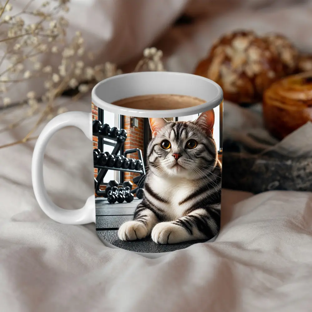 American Shorthair Cat Gym Fitness Setting – Mugs