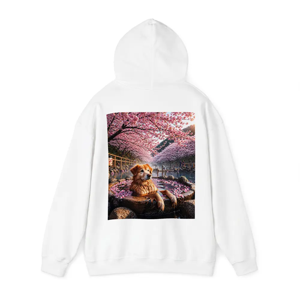 Golden Retriever Soaking in Cherry Blossom Onsen – Hoodies