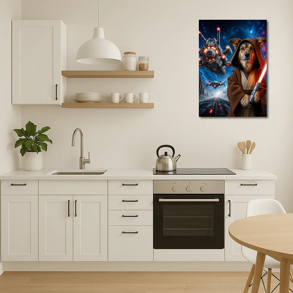 Jedi Dog With Lightsaber In Space – Wall Art