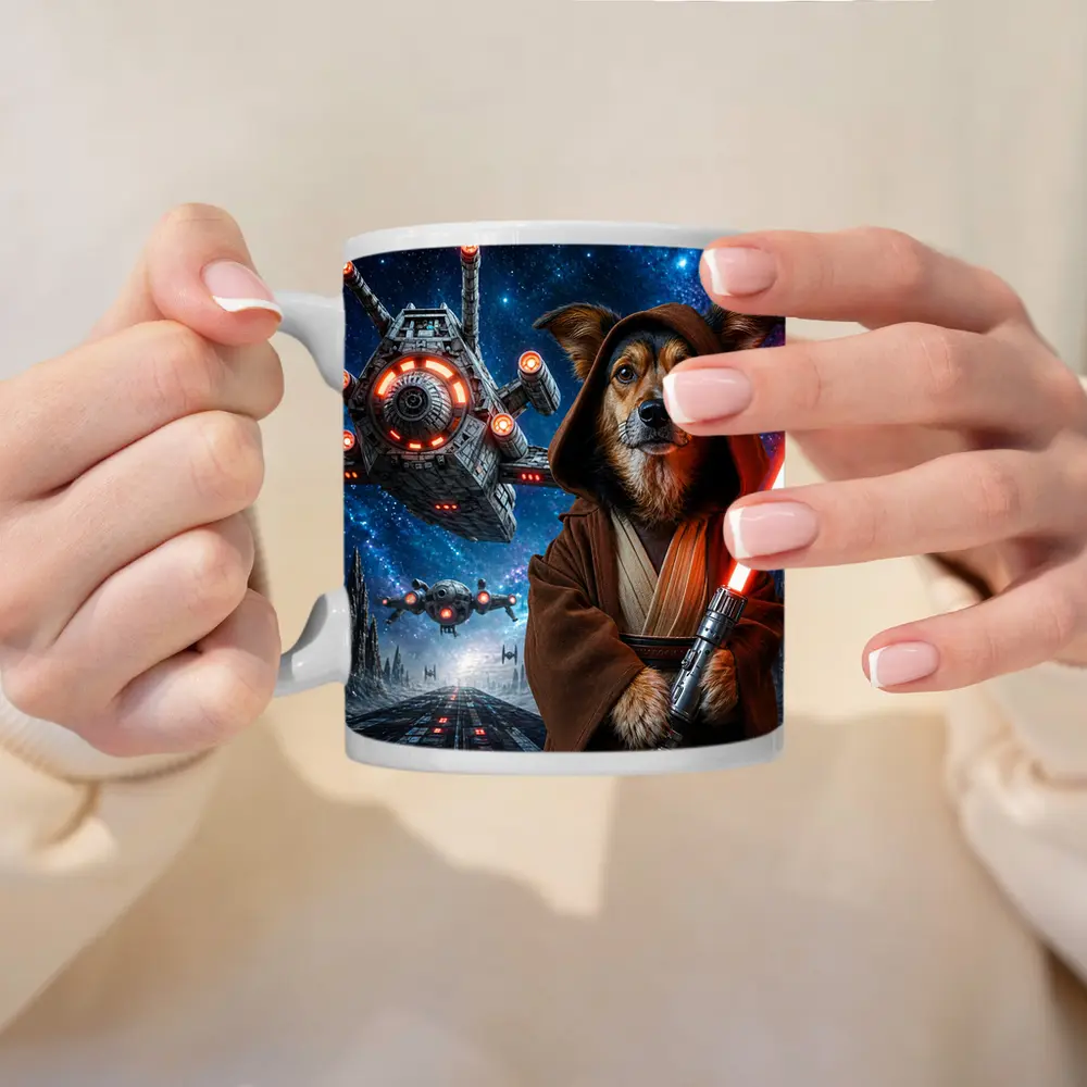 Jedi Dog With Lightsaber In Space – Mugs