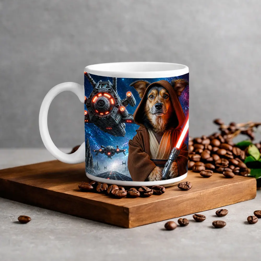 Jedi Dog With Lightsaber In Space – Mugs
