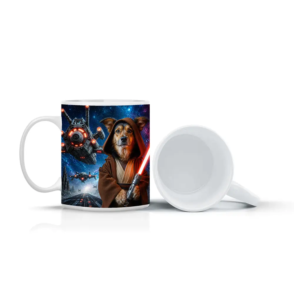Jedi Dog With Lightsaber In Space – Mugs