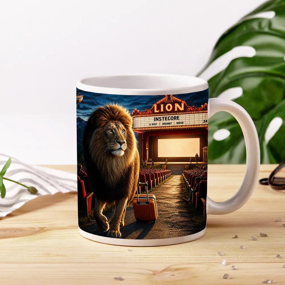 Lion Walking Into Open Air Cinema Night – Mugs