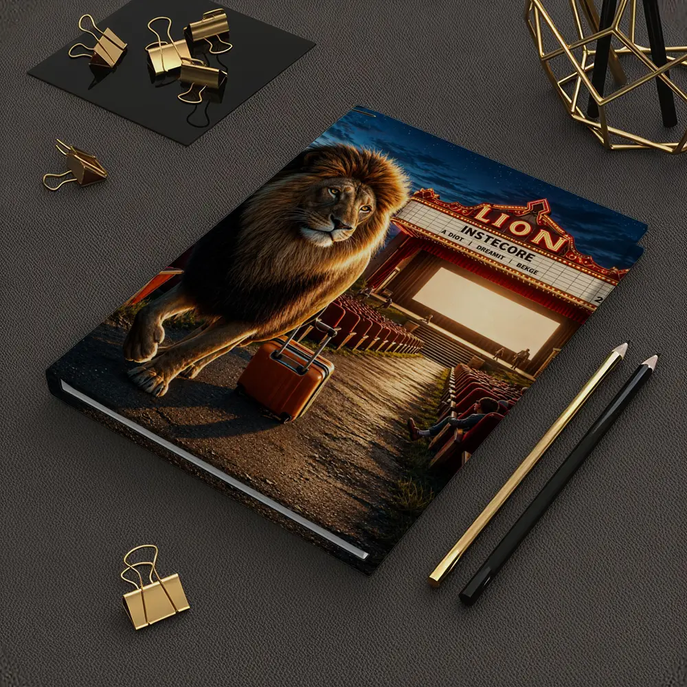 Lion Walking Into Open Air Cinema Night – Notebooks