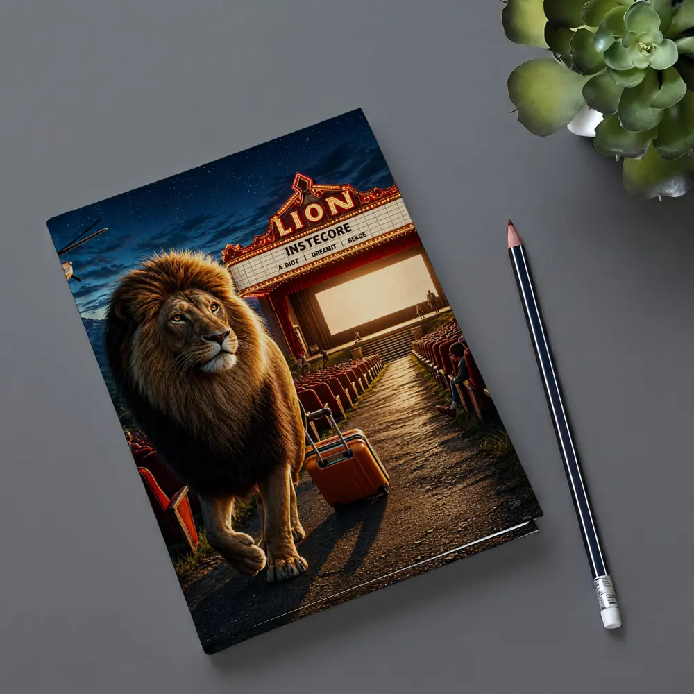 Lion Walking Into Open Air Cinema Night – Notebooks