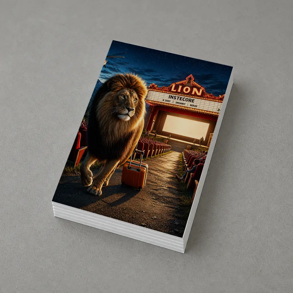 Lion Walking Into Open Air Cinema Night – Postcards